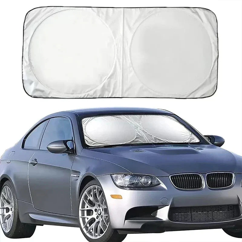 Sunclyp Sonnenblende Auto | Hitzeschutz & UV-Blocker | Faltbar mit Tasche | 150x70cm Silber