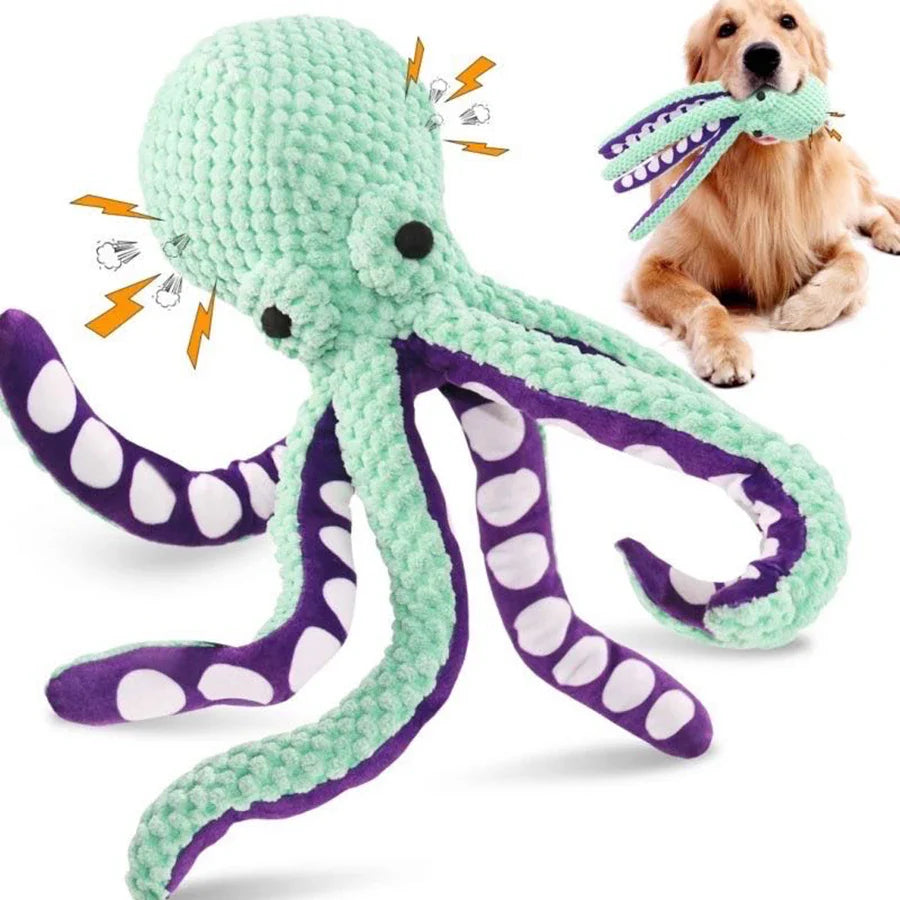 Bellosquid Hundespielzeug | Weiches Oktopus-Kauspielzeug mit Quietschfunktion | Zahnpflege & Spielspaß für alle Hunderassen
