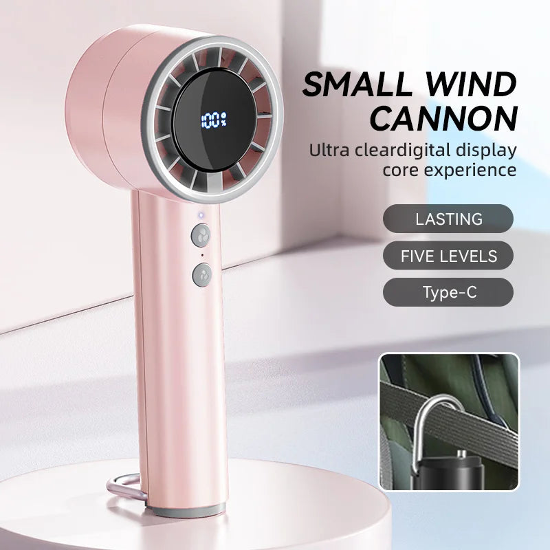 BreezeGo | Mini USB Ventilator | 5 Windstufen | LED-Display | Kompakt & Leicht