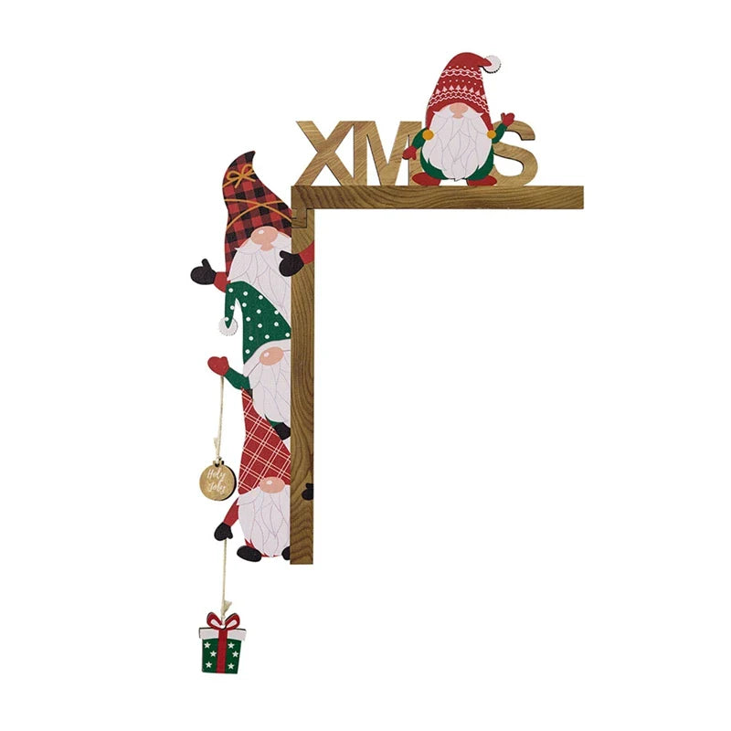 Weihnachtseckdekoration Weihnachtsmann-Ecke | Holz-Wand- und Tür-Eckornament | Lustiges Weihnachtsdesign mit Weihnachtsmann & Elfen | 3D Holzschild