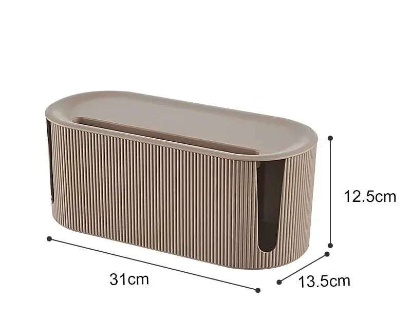 CableMate | Kabelmanagement Box mit Deckel & Belüftung | Für Steckdosen, Router & Ladekabel | 31×13,5×12,5 cm