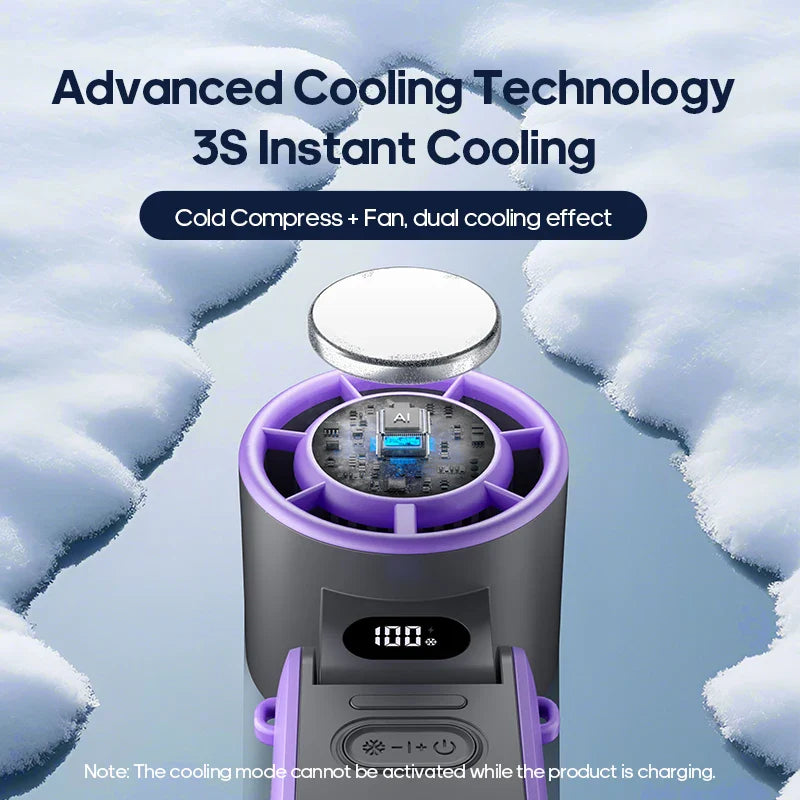 Breezivo Mini Ventilator | Ice-Cool Funktion & 3600mAh Akku | Faltbar & Leicht | Blau