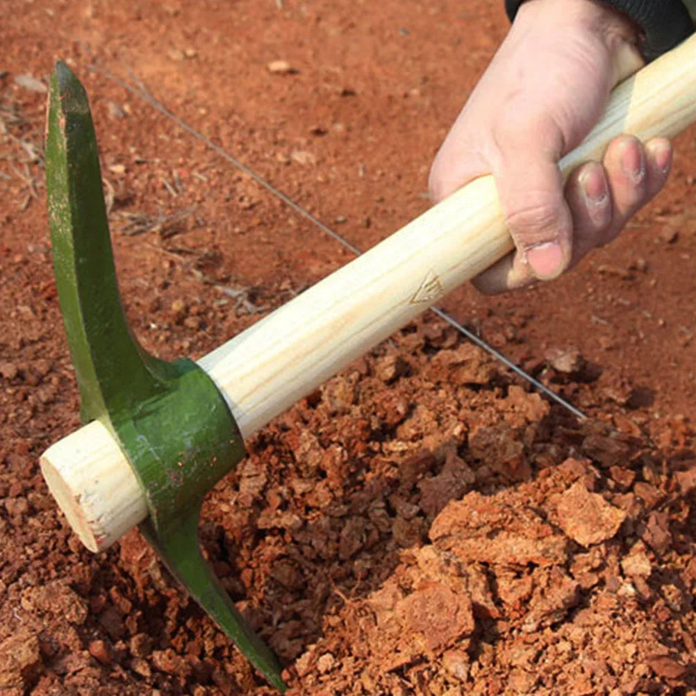 TerraGrip | Gartenhacke aus Stahl | Hohlgeschmiedet mit Ergonomischem Holzgriff | Für Unkrautentfernung & Bodenbearbeitung