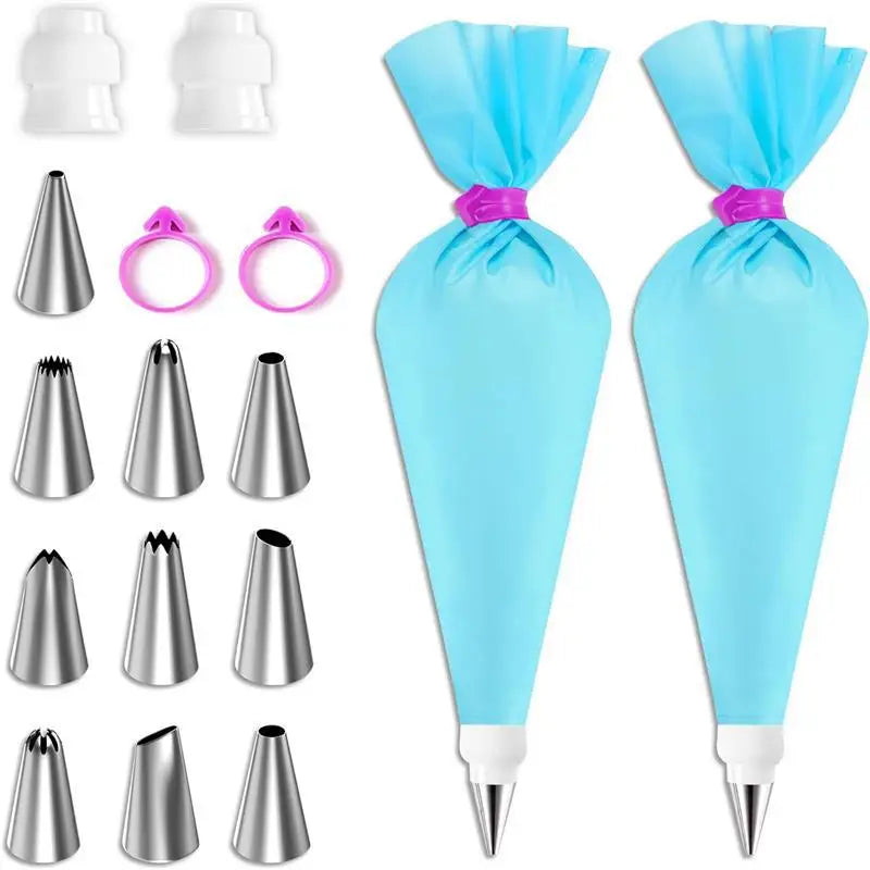 Dekoviva Spritztüllen Set | Für Torten & Cupcakes | Edelstahl & Silikon | Wiederverwendbar