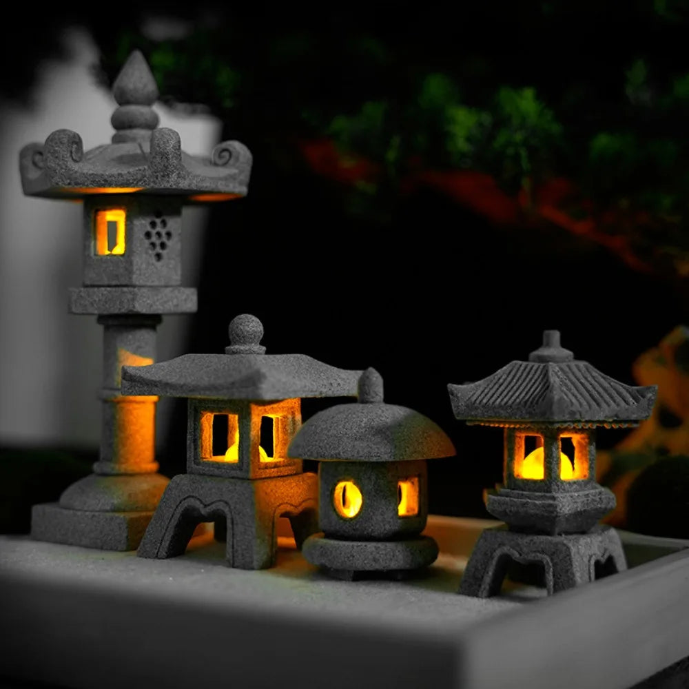 SereniStone Mini-Pagode | Sandstein Deko | Für Garten & Bonsai | Zen Flair