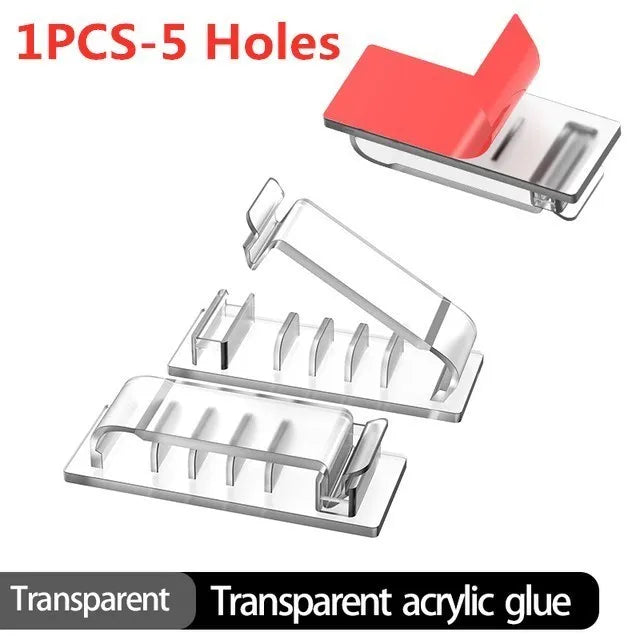 CableClip Pro | Selbstklebende Kabelhalter | Kompakt & Platzsparend | Schwarz, Weiß oder Transparent