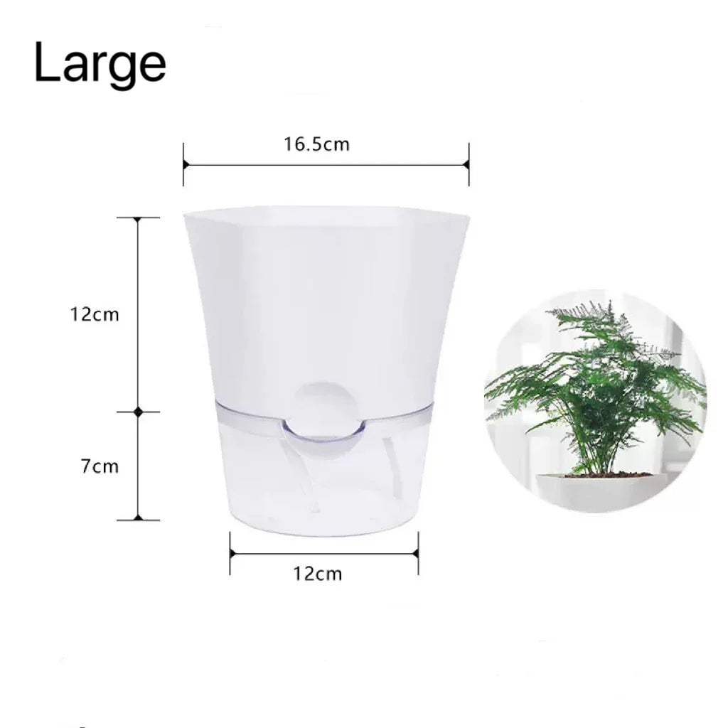 Plantilo Selbstbewässernder Blumentopf | Transparent | Automatische Wasserzufuhr | Für Zimmerpflanzen