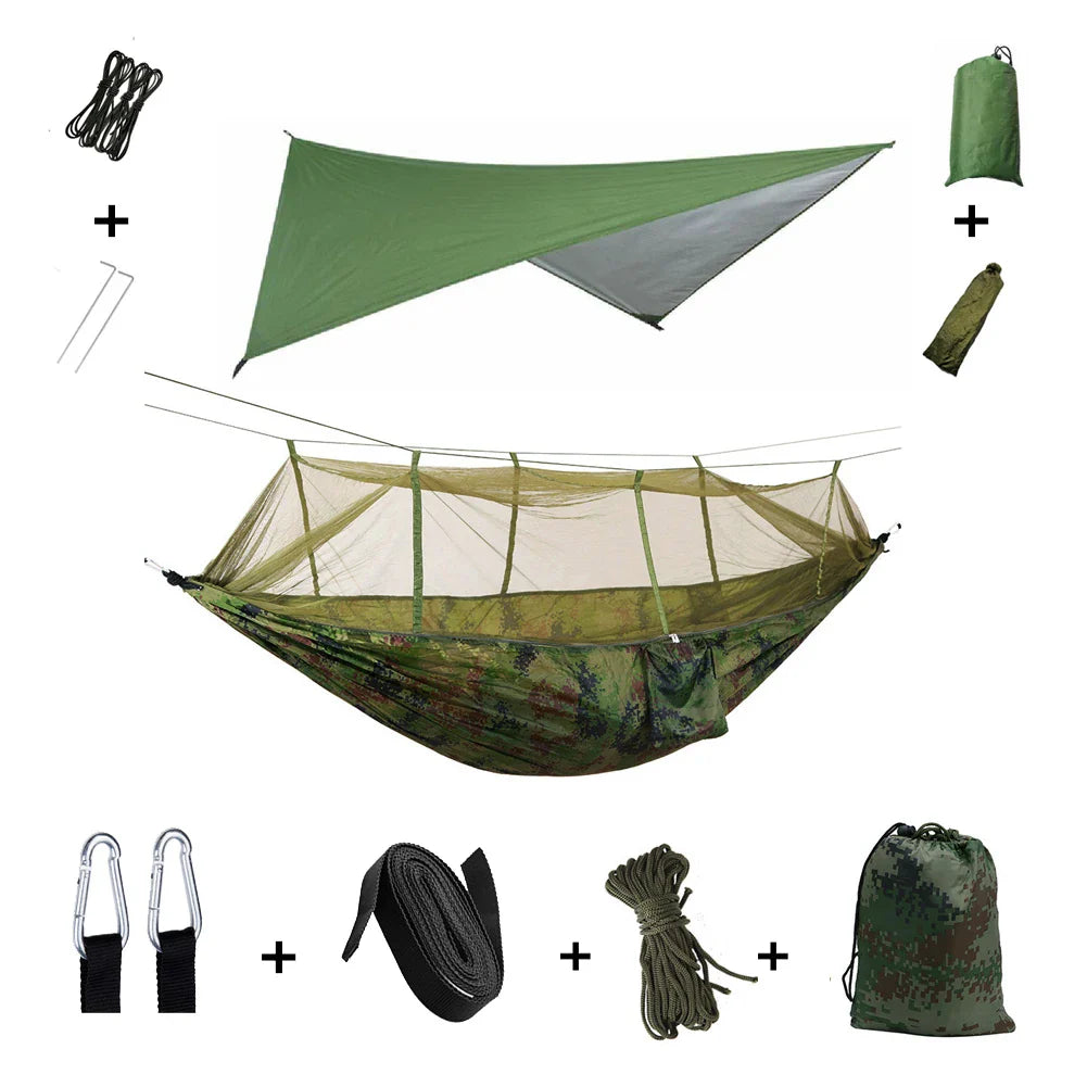 Nomaterra Hängematte | Mit Moskitonetz & Tarp | Ultraleicht & Wetterfest | Für Outdoor & Trekking