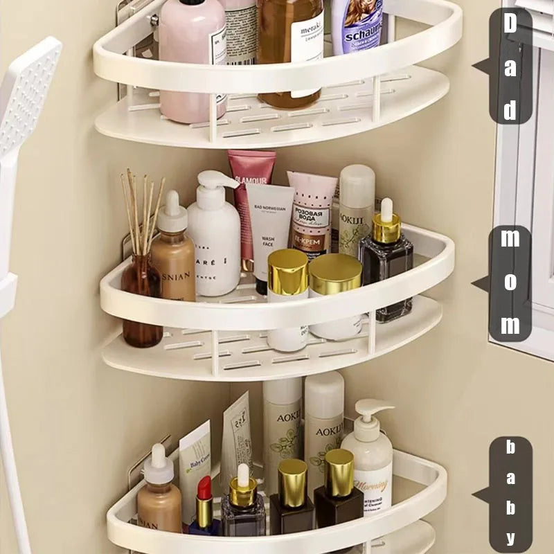 CornerLux | Eck-Duschablage ohne Bohren | Rostfrei & Platzsparend | Für Shampoo, Seifen & Badaccessoires