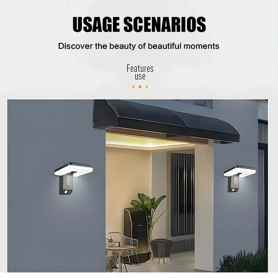 Lumorra Solar Wandleuchte | LED mit Bewegungssensor | 3 Modi & Schwenkbar | IP65 Wetterfest