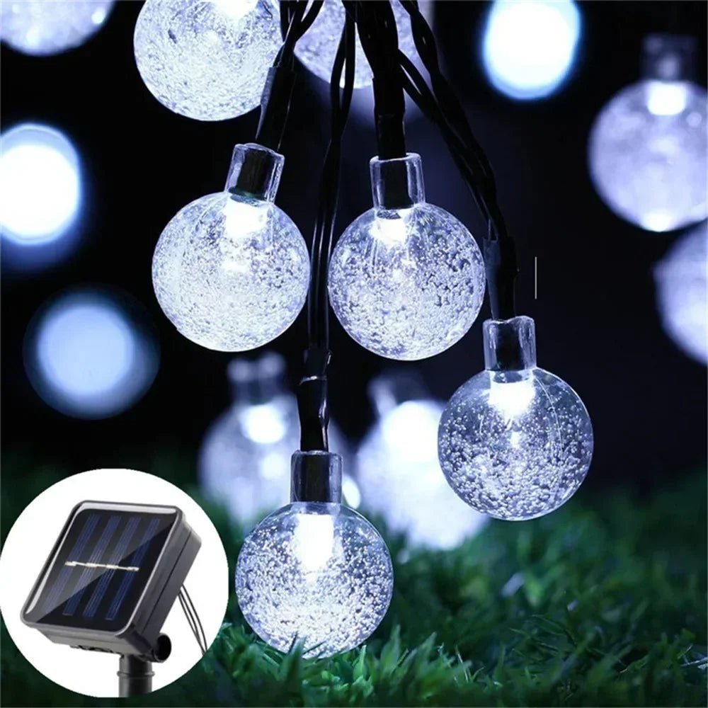 LumaGlow Solar Lichterkette | Kristallkugeln mit 8 Modi | Für Garten & Terrasse