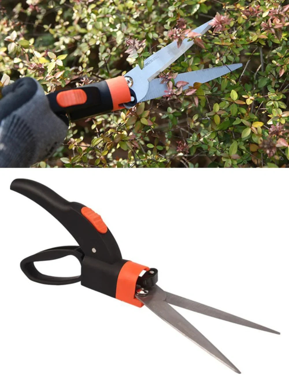 CutFlex GardenScissor | 360° Drehbarer Schneidkopf | Ergonomisch & Rostgeschützt | Für Feinarbeiten & Rasenkanten