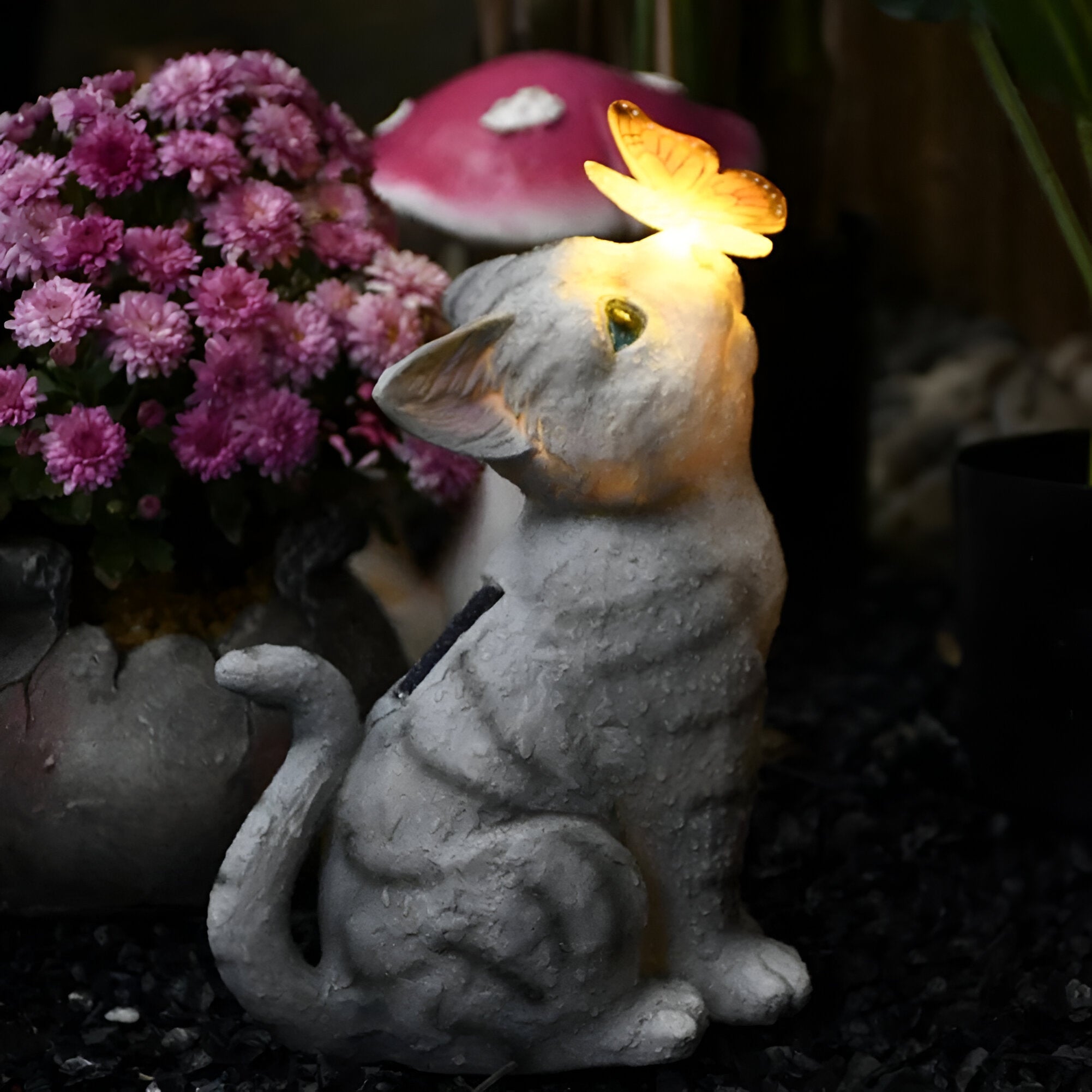 SolarPaw LightCat | Solar-Katzenfigur | 100% Solarbetrieben & Wetterfest | Für Garten & Balkon