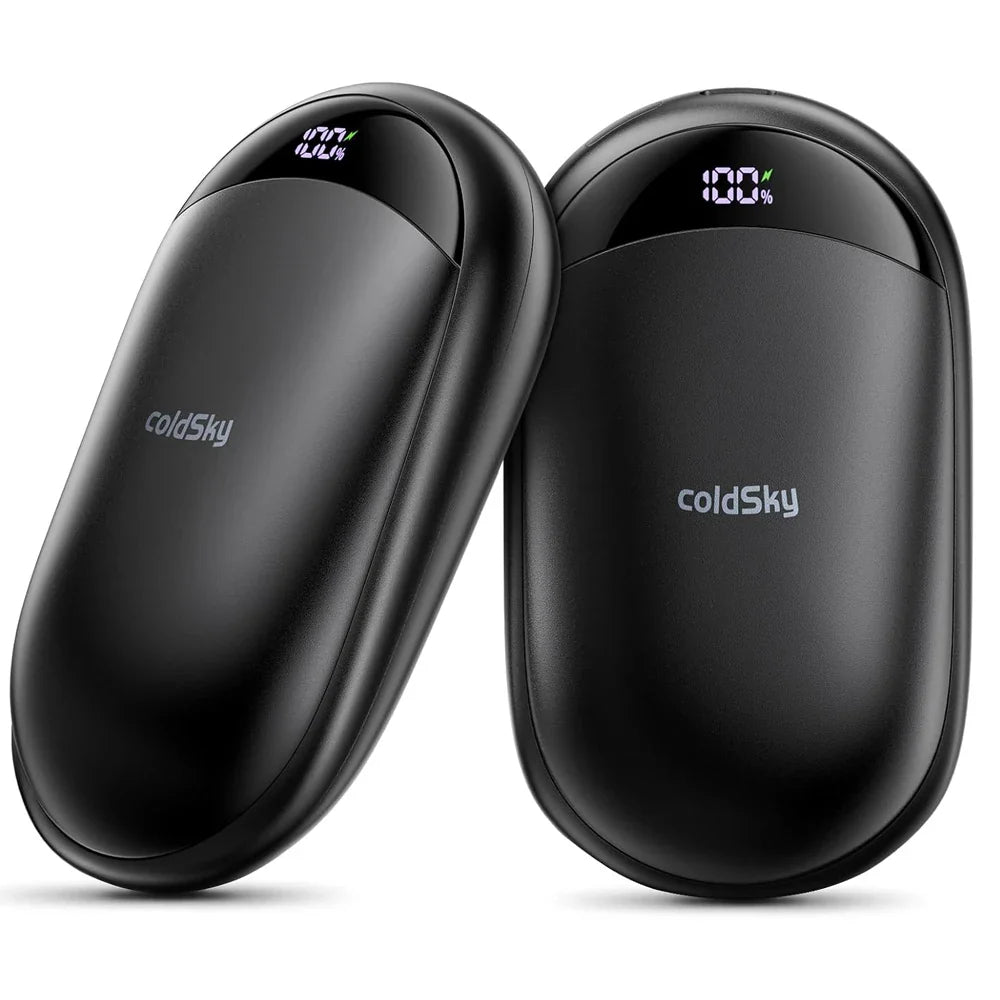 coldSky 2-in-1 Wiederaufladbare Handwärmer 2er-Pack Magnetischer Elektrischer Handwärmer mit Digitalanzeige, Tragbarer Taschen-Handwärmer