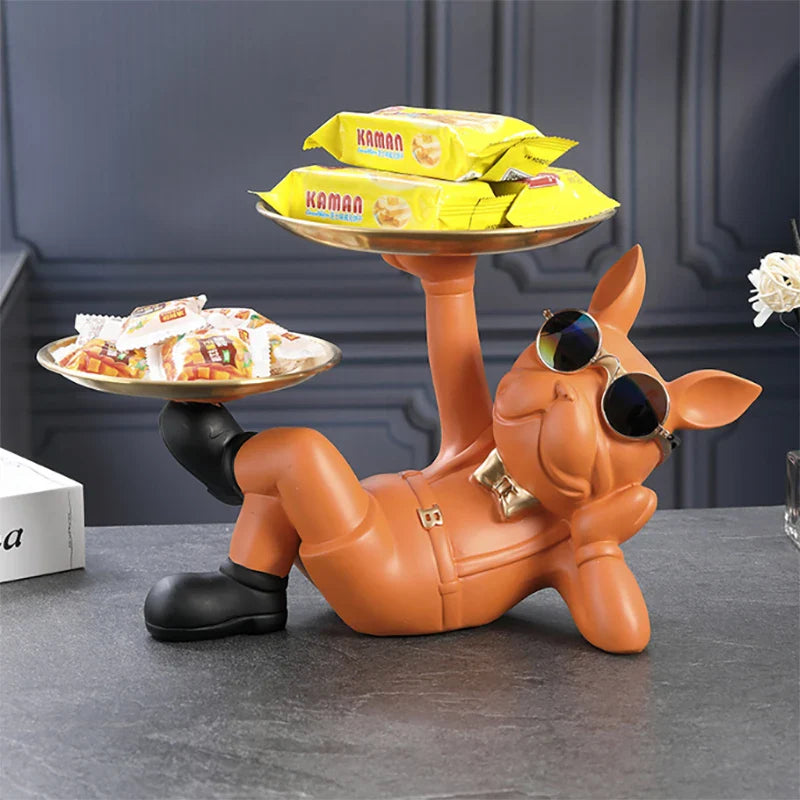 Bulvario DekoDog | Bulldoggen Figur Modern | Kunstharz Dekoobjekt | Ablageschale & Hingucker | Für Zuhause & Büro