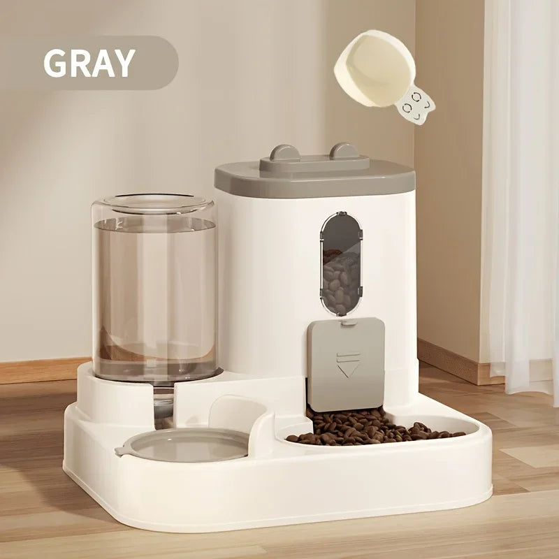 Petora | Automatischer Futter- & Wasserspender ohne Strom | 2-in-1 System mit Edelstahlnäpfen & Anti-Rutsch-Füßen | Ideal für Katzen & kleine Hunde
