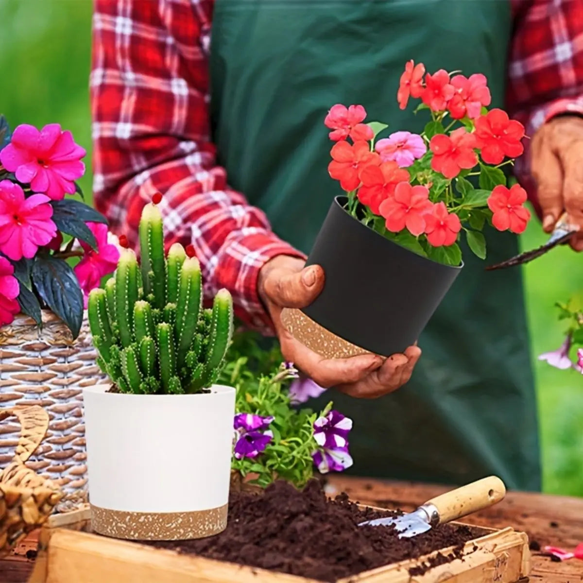 GreenRoot | Blumentöpfe mit Abnehmbarem Boden | Atmungsaktiv & Pflegeleicht | Modernes Design