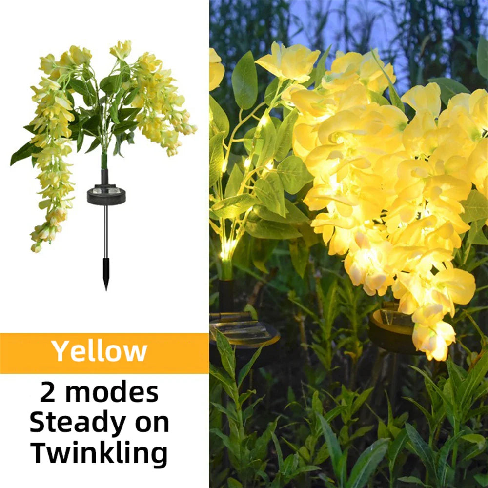 LumiBloom Solar Gartenleuchten | Wisteria-Design | Wasserdicht & Energieeffizient | 2 Lichtmodi