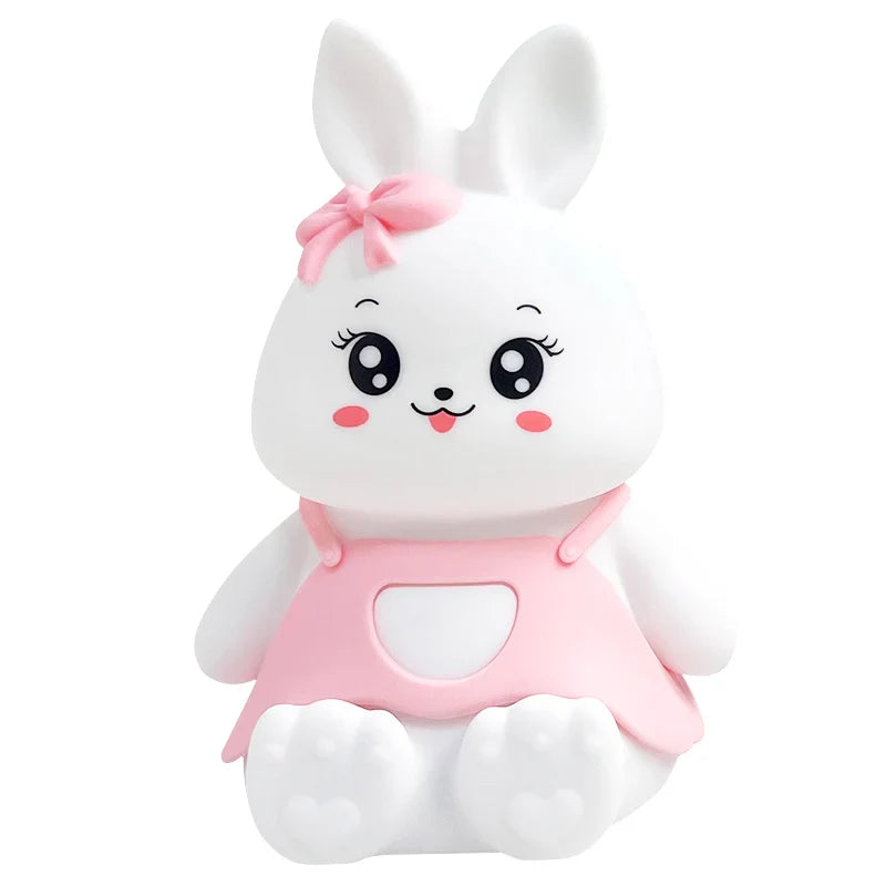 BunnyGlow | Kinder Nachtlicht | 5 Farben LED | Tragbar & Silikon | Perfekt für Babyzimmer & Camping