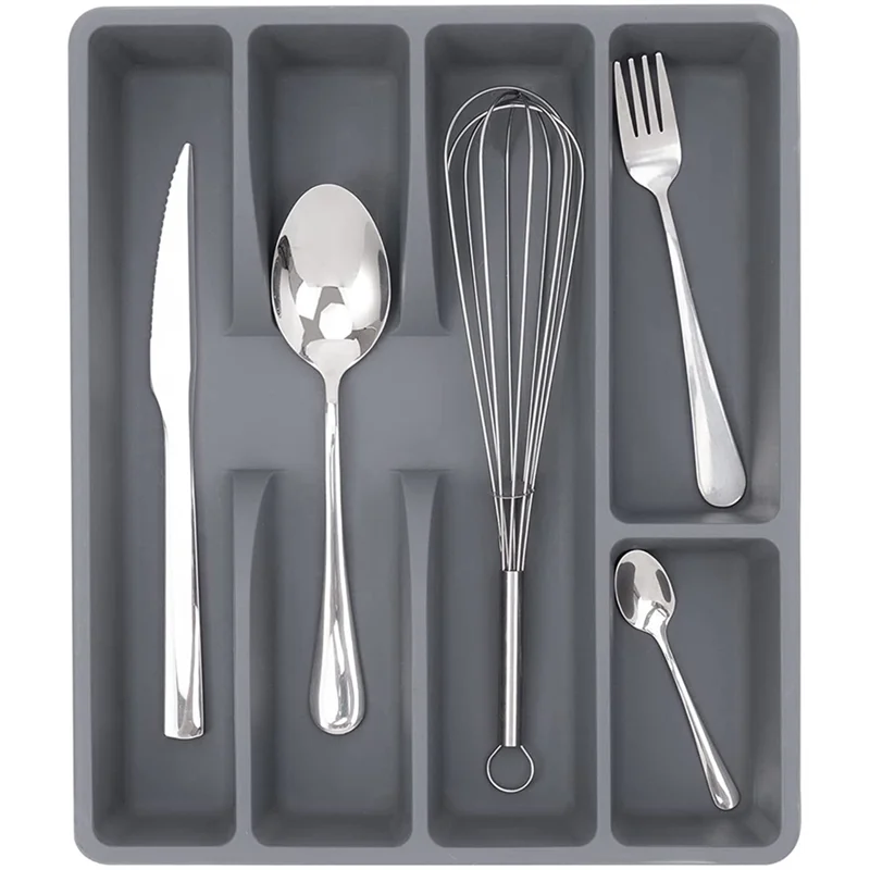 Sortini Box | Besteckkasten mit 5 Fächern | Rutschfest | Kompakt Organizer