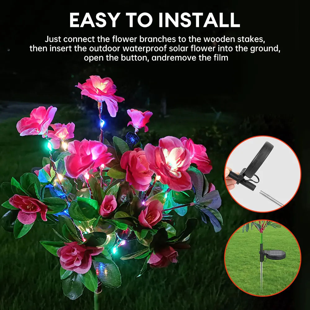 FloraGlow Solar Gartenlampe | Azaleen-Design | LED | Wetterfest & Kabellos | 8h Leuchtzeit