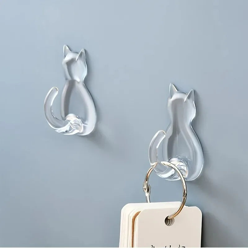 Katzen-Wandhaken 2er-Pack | Wasserdicht & Selbstklebend | Kein Bohren erforderlich | Pawvella