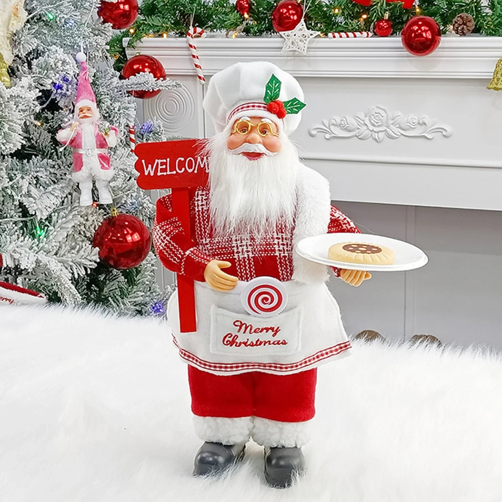 Weihnachtsfigur MerryClaus | Weihnachtsmann Sitzend & Stehend | 30 cm Dekorationsfigur | Für Kamin, Tisch & Baumschmuck