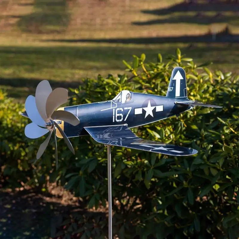 AeroSpin | Windspiel Flugzeugdesign | Edelstahl wetterfest | Für Garten & Balkon