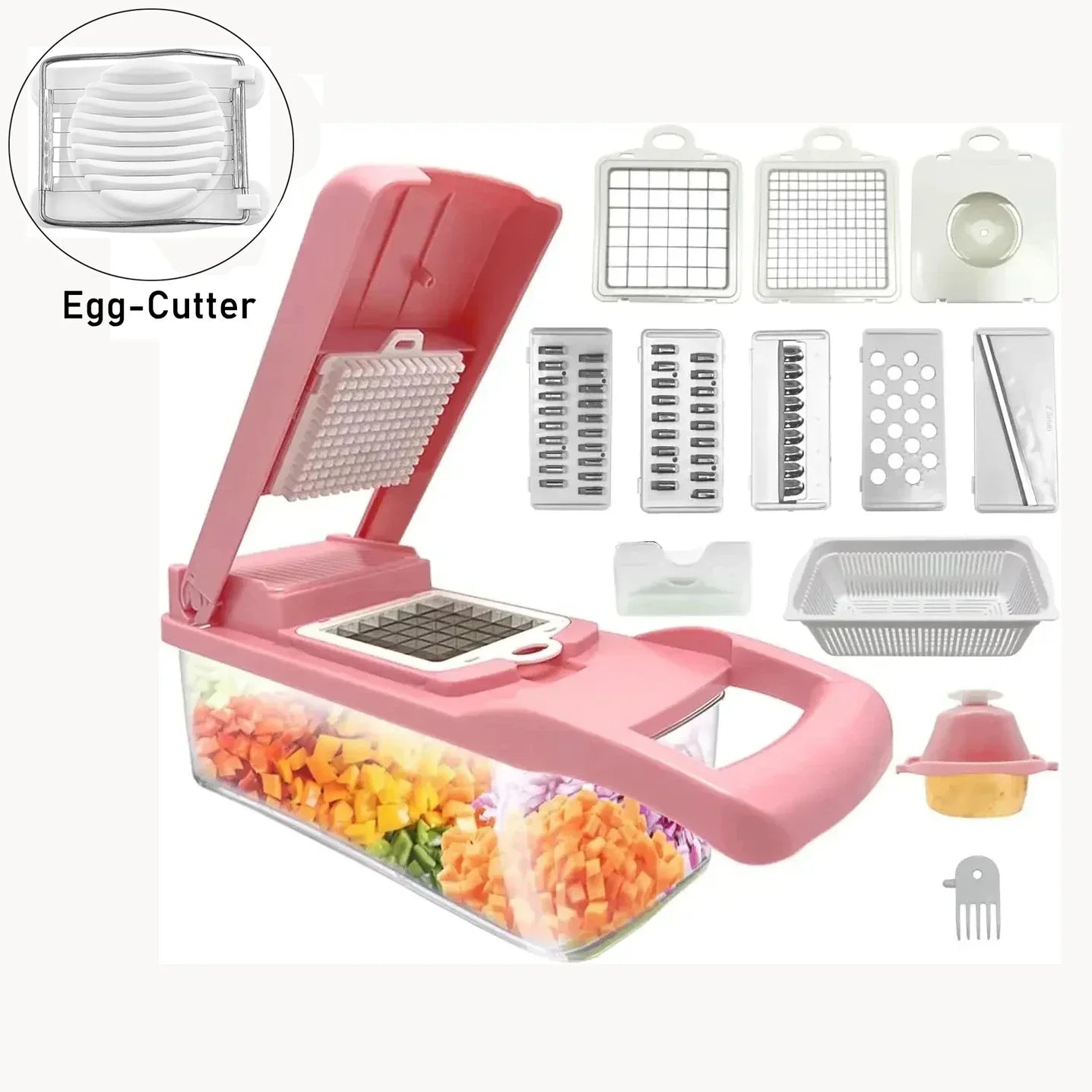 CookSmart | 12-in-1 Gemüseschneider | 7 Edelstahlklingen, rutschfest & BPA-frei | Schneiden, Würfeln, Raspeln & Hobeln für die Küche