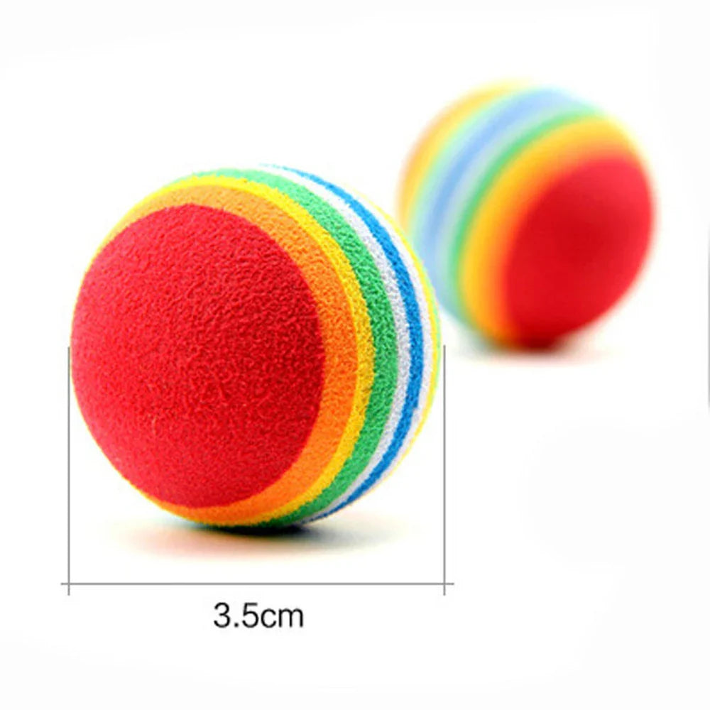 JoyPaws Regenbogen-Spielbälle | Leicht & Sicher | Fördert Bewegung & Sinne | Für Katzen & Kleine Hunde | 6er Set