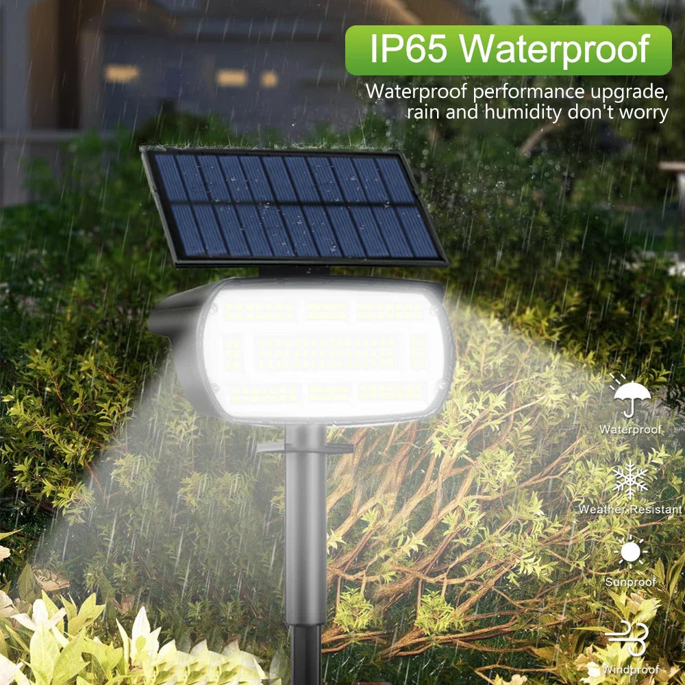 Solantra Solarstrahler | 136 LEDs mit 3 Lichtmodi | IP65 Wetterfest & Solarbetrieben | Für Garten, Einfahrt & Wand