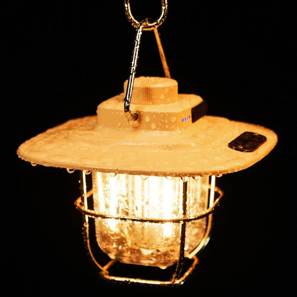 SolariaGlow | Wiederaufladbare LED-Retro-Laterne | Dimmbar & vielseitig | Camping, Garten & Balkon