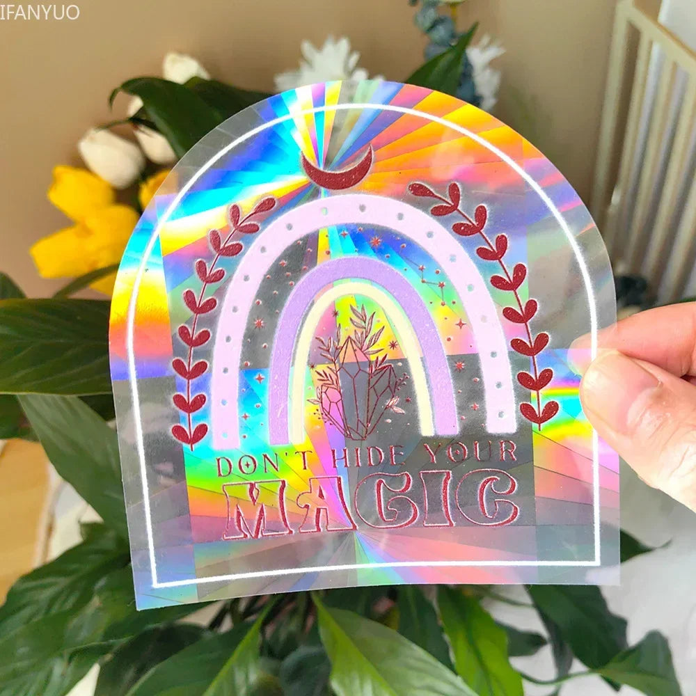 SunGlow Fenstersticker | 3D Regenbogen-Effekt | Selbstklebend & Wiederverwendbar