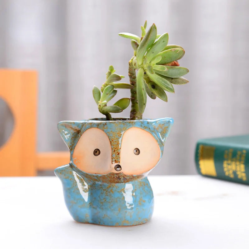 BloomTail | Handgefertigter Keramik-Pflanztopf | Tierisches Design | Für Sukkulenten & Mini-Bonsai
