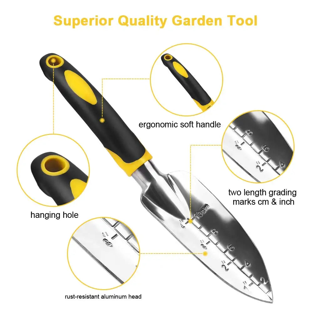 Plantiva Gartenwerkzeug Set | Edelstahl & Ergonomisch | Mit Handschuhen & Skala