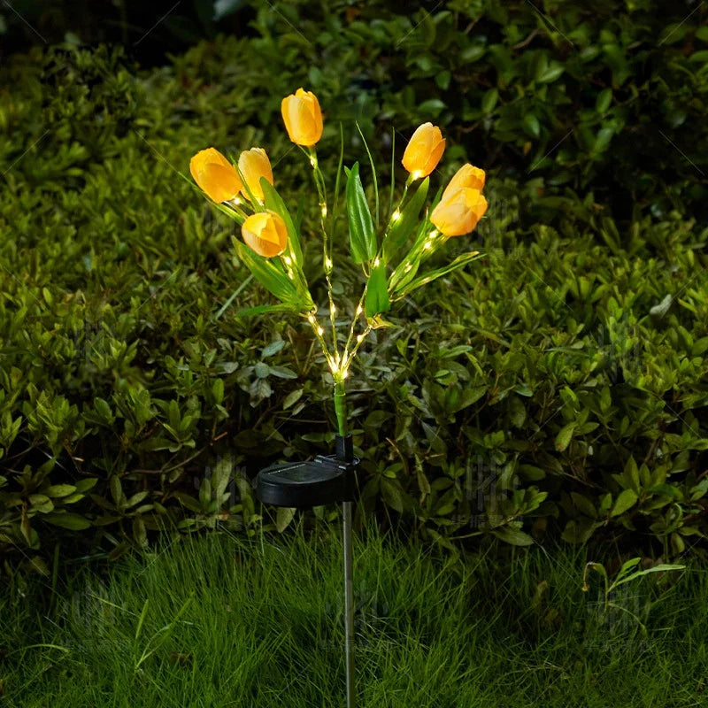 GlowPetal Solartulpe | Dekoleuchte für Garten & Balkon | LED-Licht & Wetterfest | Tulpenform mit Solarpanel