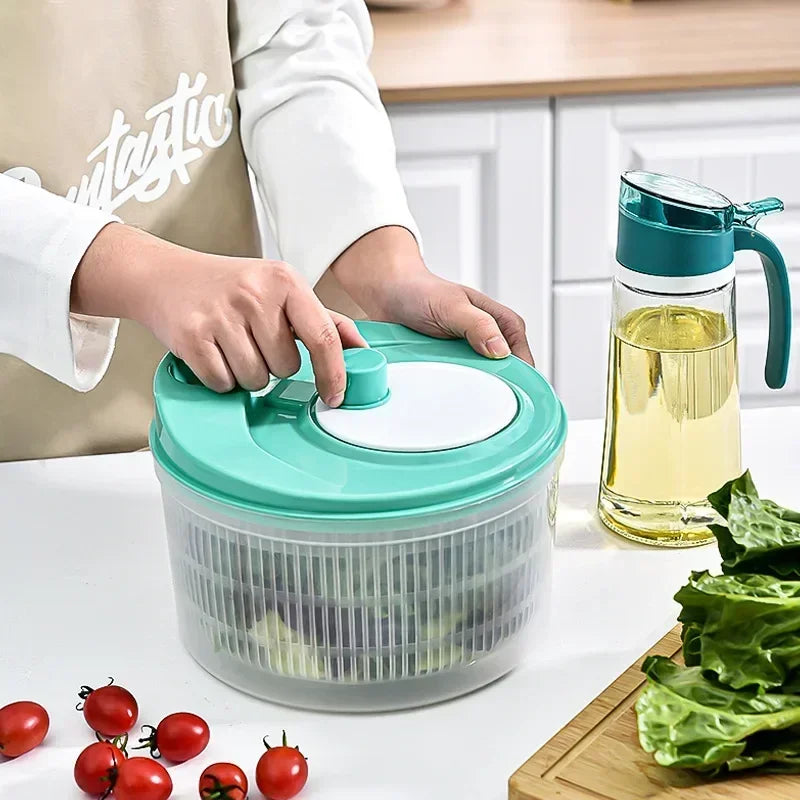 LeafPro DrySpin | Salatschleuder mit Drehmechanik | BPA-frei & rutschfest | Integriertes Sieb & Servierschüssel | Für Salat, Kräuter & Beeren