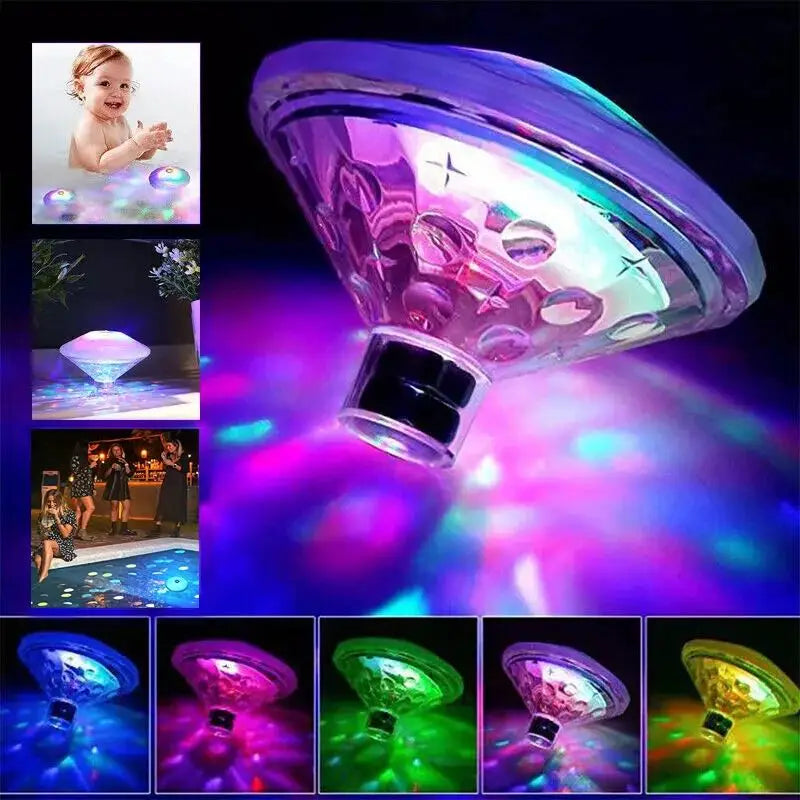 GlowFish | LED Schwimmende Unterwasserleuchte | Farbwechsel & Fischprojektion | IP67 Wasserdicht