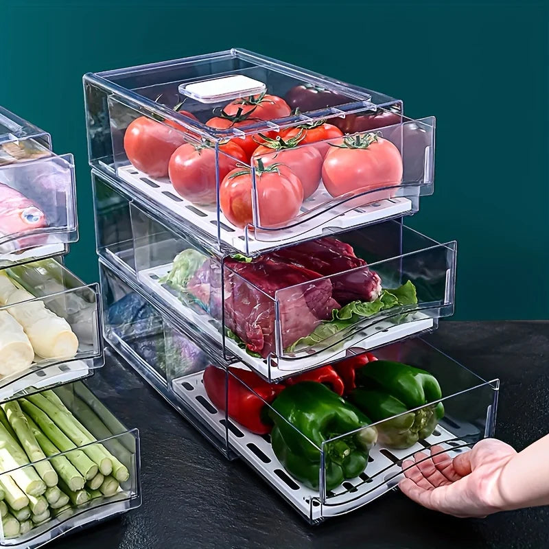 Klarizo | Kühlschrank Schublade | Ausziehbares Ordnungssystem | BPA-frei