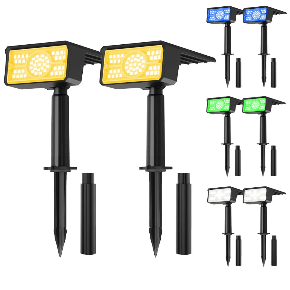 LumiPath LED Solarstrahler | 4 Lichtfarben & 49 LEDs | Für Garten, Wege & Outdoor | Wetterfest & mit Akku
