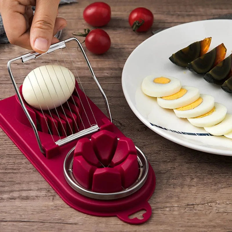 Egglisse Pro | 2-in-1 Eierschneider | Perfekte Scheiben & Streifen | Edelstahl & Rutschfester Griff | Für Eier, Obst & Käse