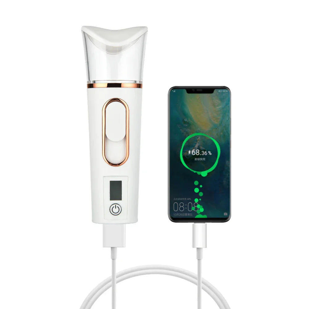 Aquamira Touch | Nano-Gesichtsbefeuchter mit Feuchtigkeitsmesser | Erfrischung & Pflege für unterwegs
