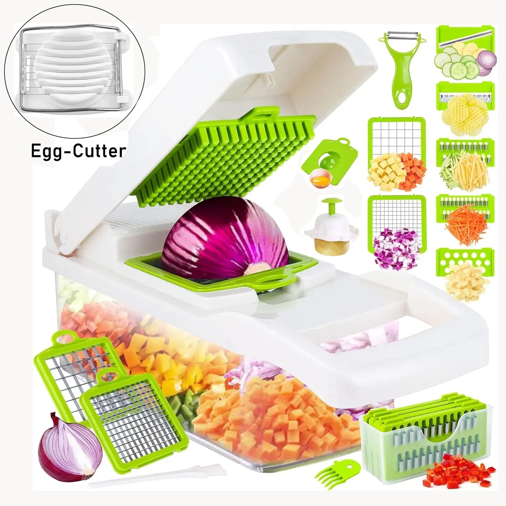 CookSmart | 12-in-1 Gemüseschneider | 7 Edelstahlklingen, rutschfest & BPA-frei | Schneiden, Würfeln, Raspeln & Hobeln für die Küche