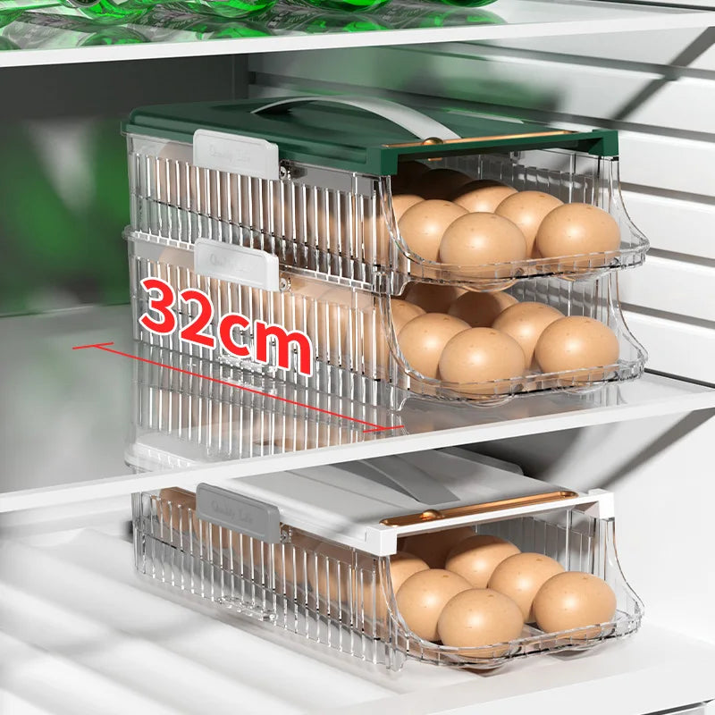 FridgeEase | Automatischer Eier-Rollmechanismus | Stapelbar & Transparent | Für Ordnung im Kühlschrank
