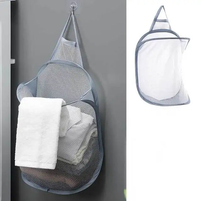 HangFold Wäschekorb | Wandhängend & Faltbar | Atmungsaktiv & Tragbar | 30×18×40 cm