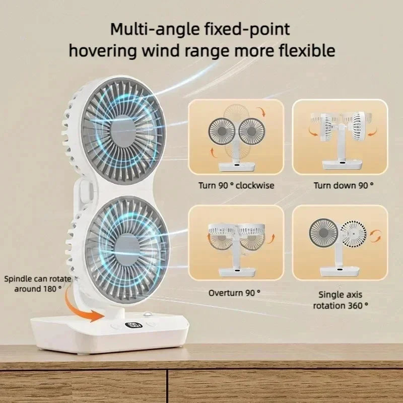 BreezeFlow | Kabelloser Tischventilator | Automatische Rotation & Langer Akku | Flexibel und Kompakt