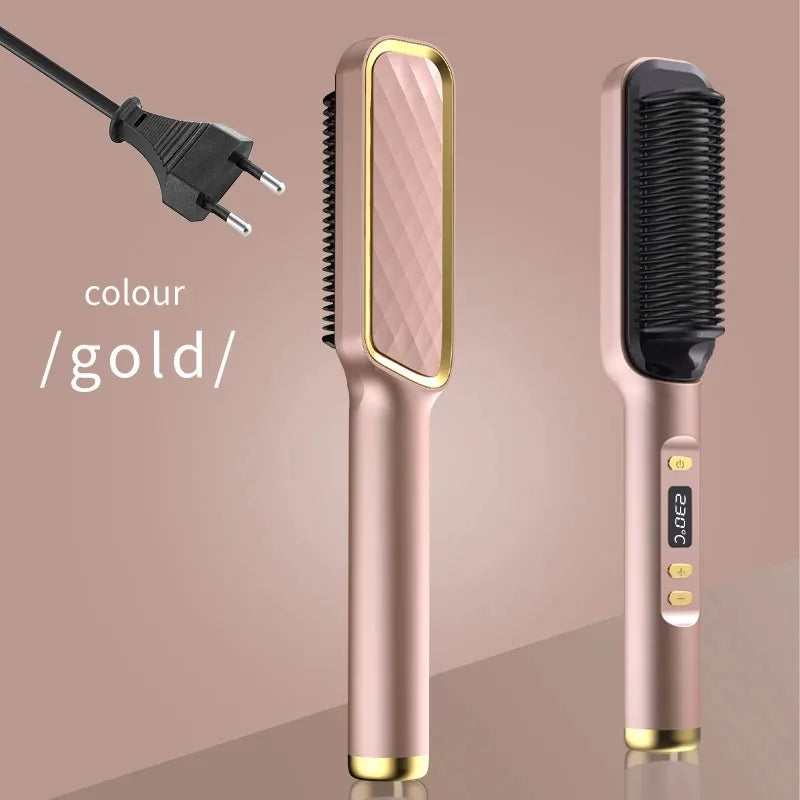 SmoothPro Haarglättungsbürste | LED-Temperaturanzeige & Anti-Verbrüh-Schutz | 360° drehbares Kabel