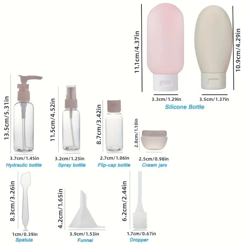 GlidePack Reise-Flaschenset | 11-teilig | Auslaufsicher & Flugtauglich | Für Kosmetik & Pflegeprodukte