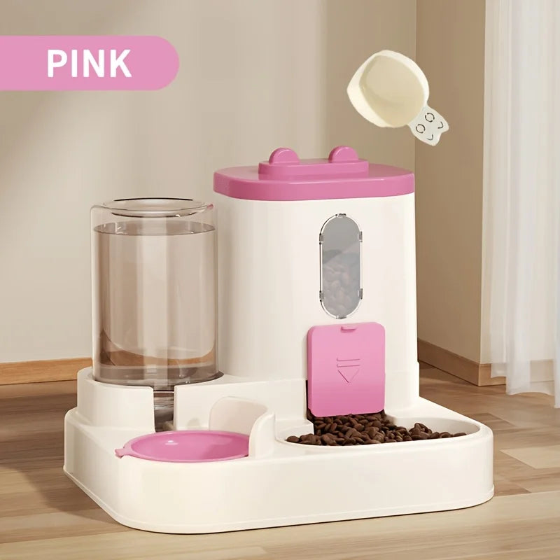 Petora | Automatischer Futter- & Wasserspender ohne Strom | 2-in-1 System mit Edelstahlnäpfen & Anti-Rutsch-Füßen | Ideal für Katzen & kleine Hunde