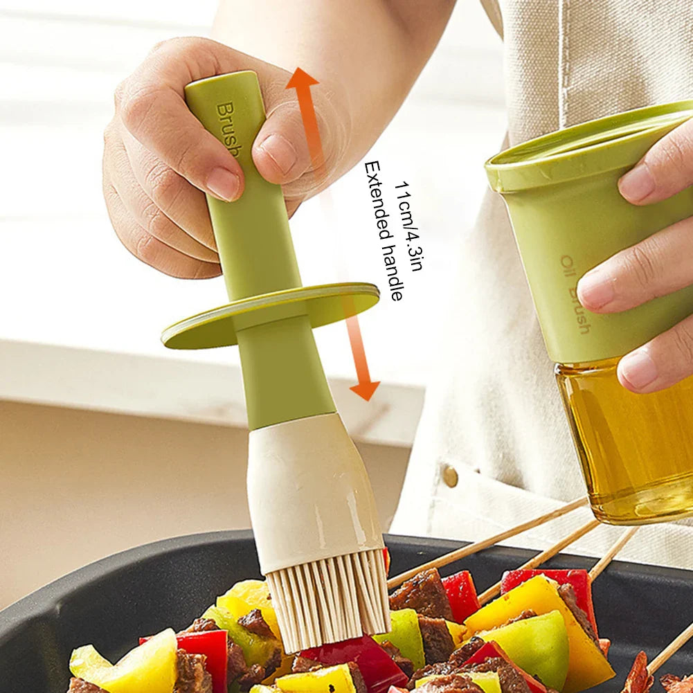 FlameChef Ölspender & Silikonpinsel | Hitzebeständig | 2-in-1 Funktion | BPA-frei